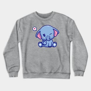 Cute Elephant With Love Sign Hand Cartoon Crewneck Sweatshirt